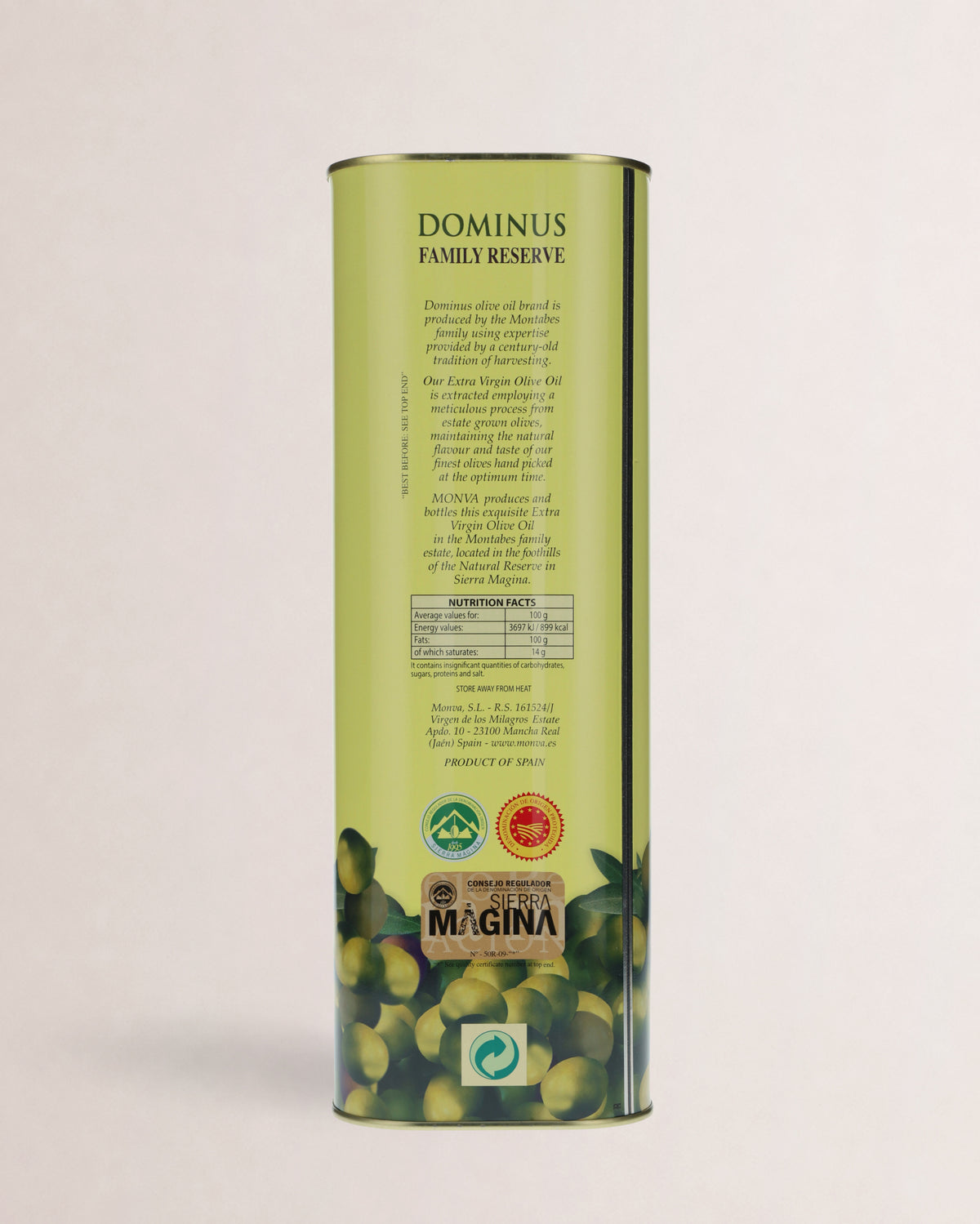 informacion nutricional aceite dominus