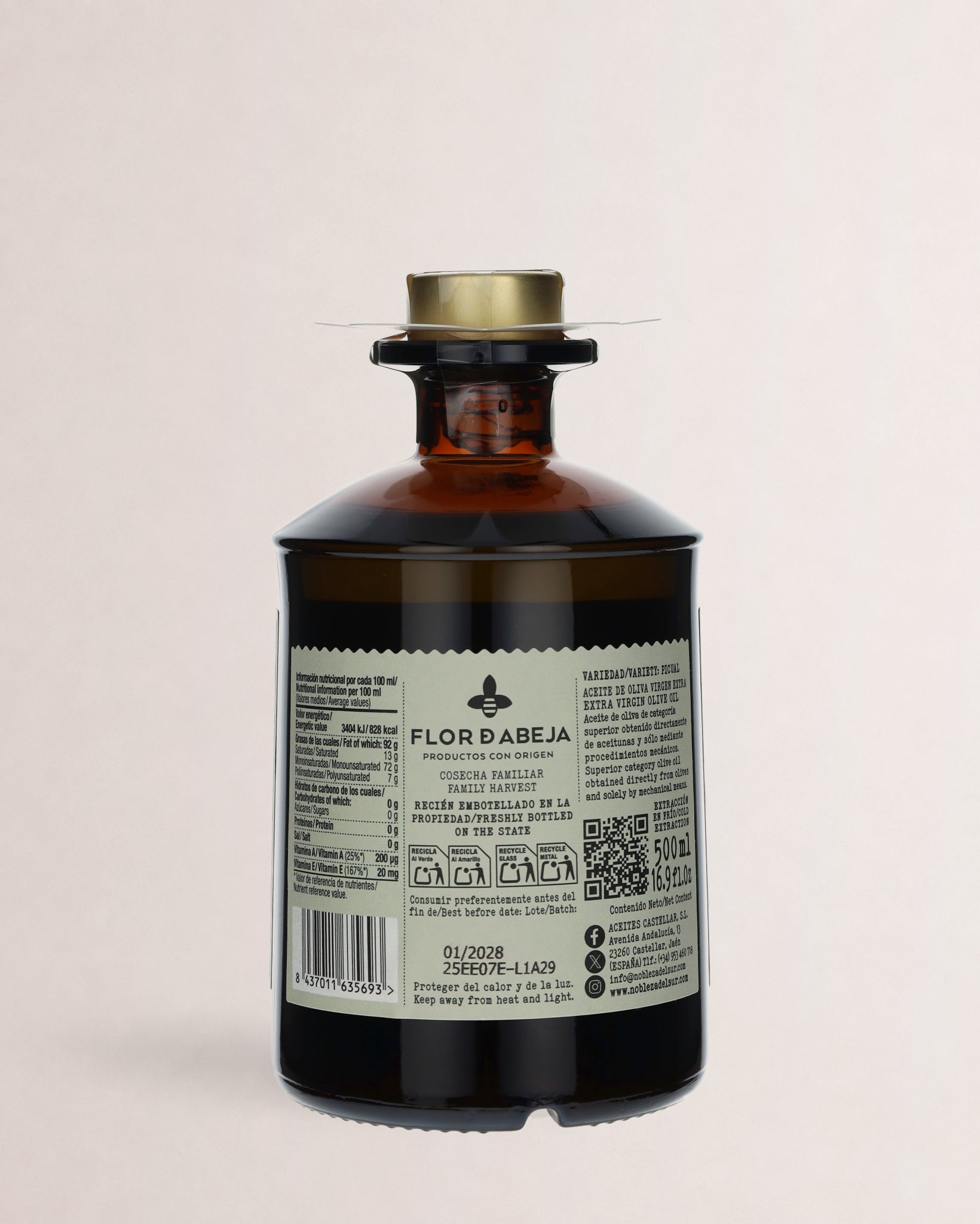 etiqueta aceite flor de abeja picual