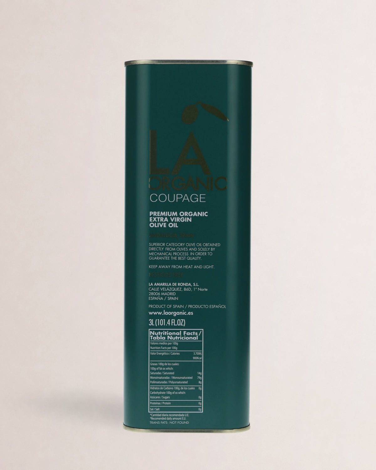 informacion nutricional aceite la organic coupage