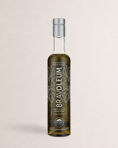 botella aceite bravoleum picual primer dia de cosecha