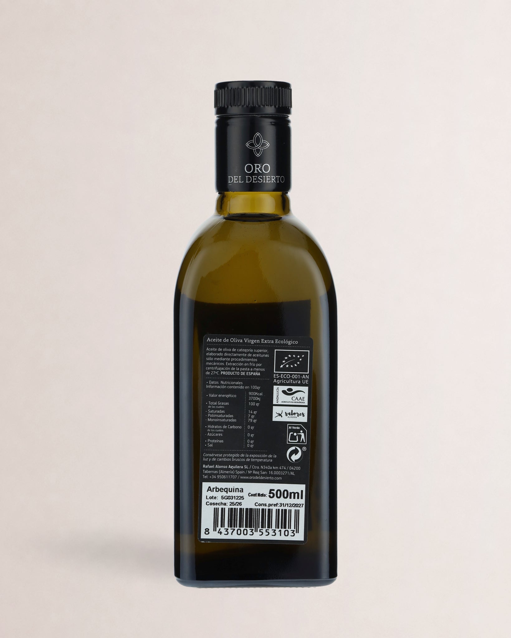 etiqueta oro del desierto arbequina