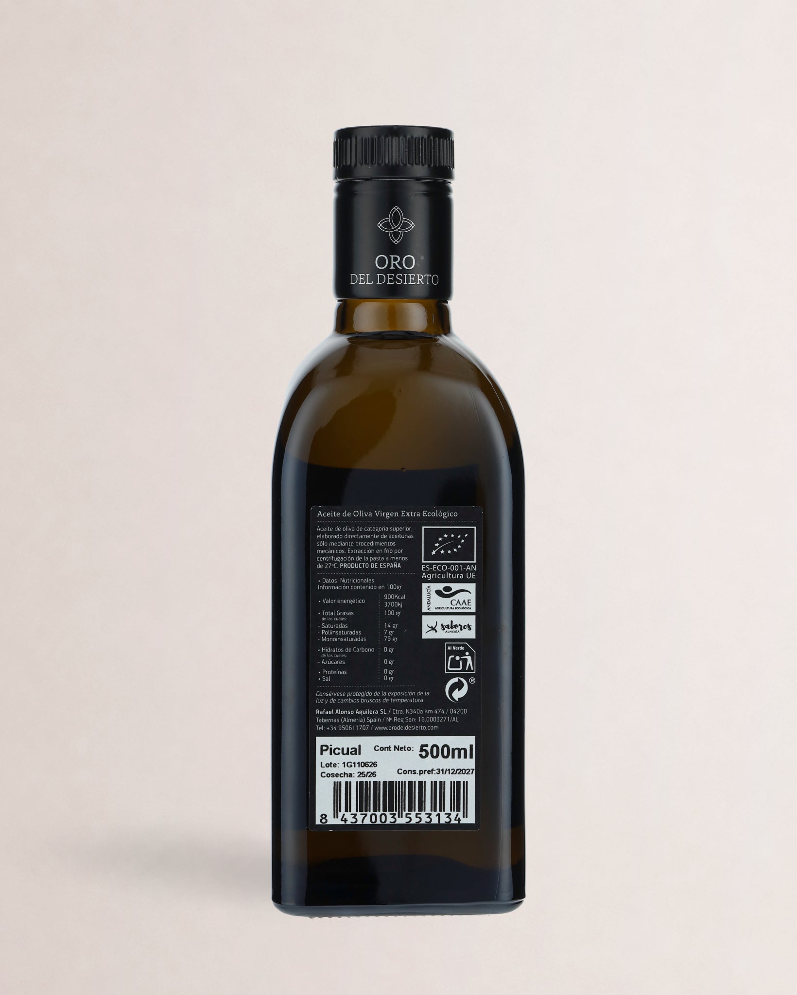 etiqueta oro del desierto picual